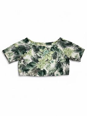 Forever 21 Slouchy Short Sleeve Crop Top 3XL Botanical Nature Granola Earthy